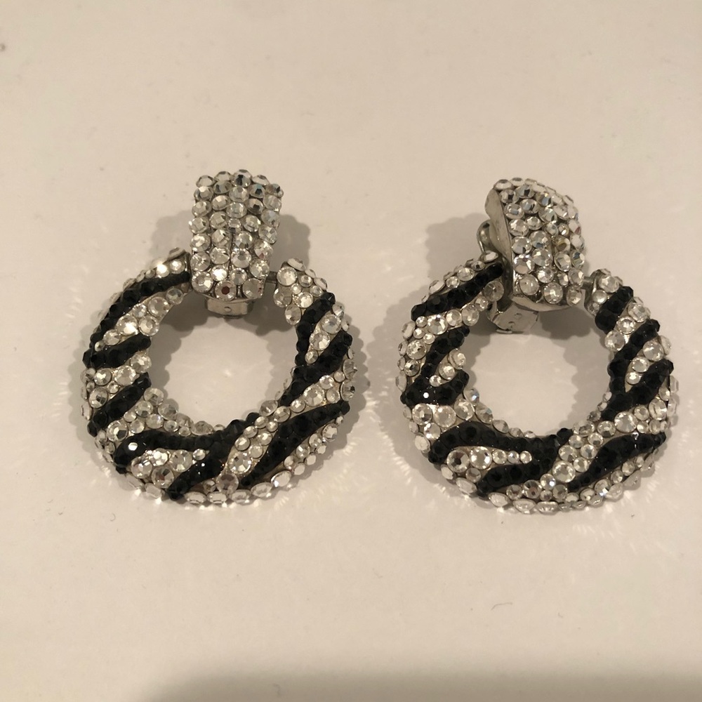 Zebra Animal Print Crystal Earings